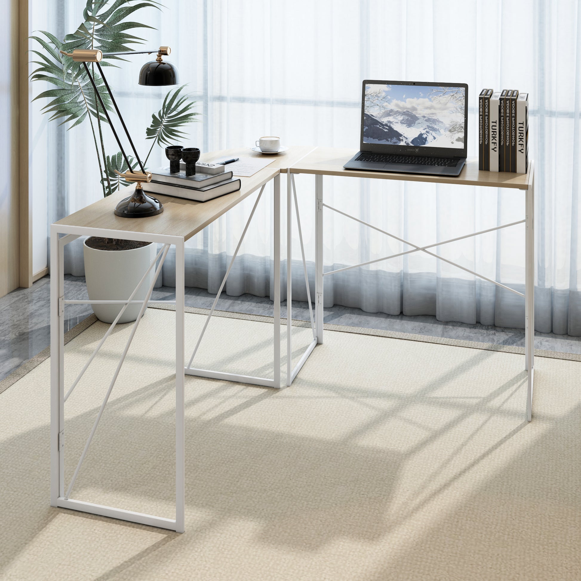 Gigab2b original image - Modern Design L-Shaped Desk Corner Computer Desk PC laptop Computer Table Study Desk Home Office