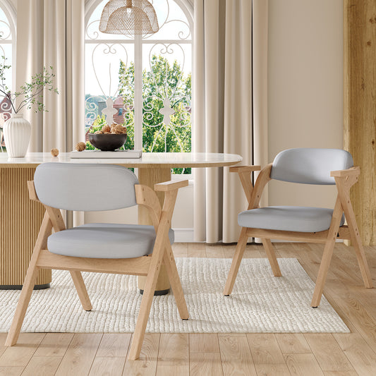 2 klappbare Esszimmerstühle, Esszimmerstühle aus Massivholz, bequem und atmungsaktiv, faltbar und verstaubar, geeignet für Esszimmer, Wohnzimmer, Café, moderner Stil, Leinen, grau