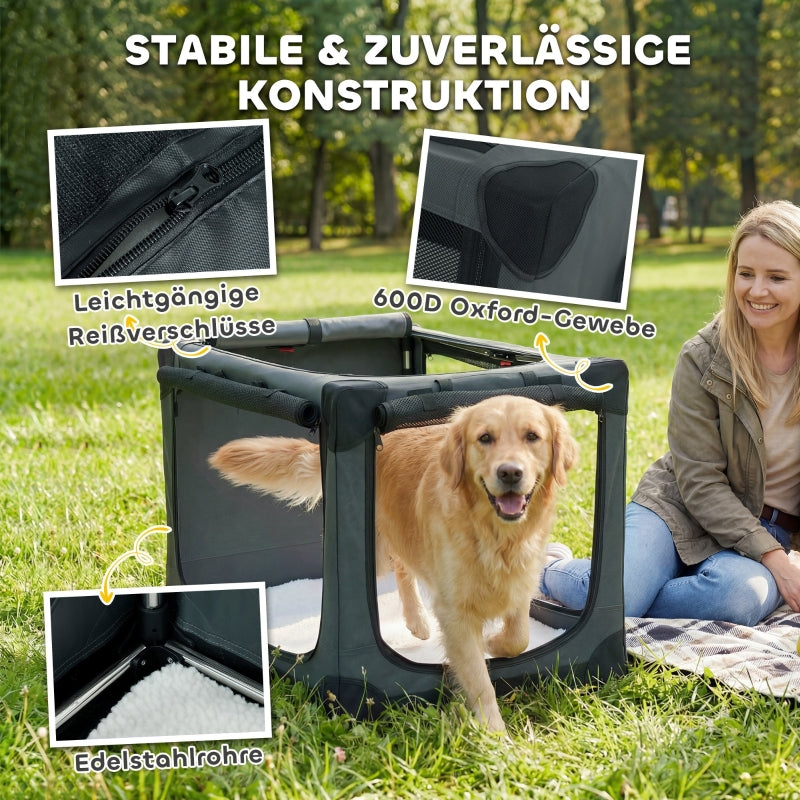 Foldable Dog Crate with Cushions - Washable Oxford Fabric Pet Carrier