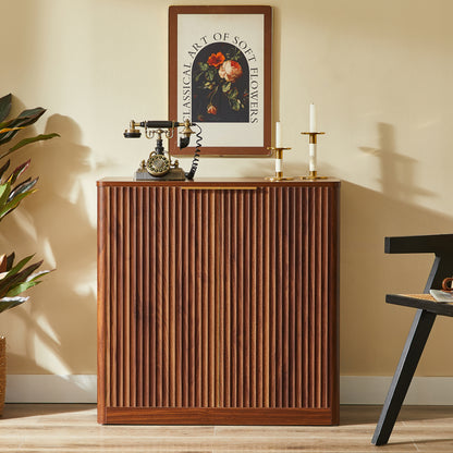 Modernes Sideboard mit Vertiefungspanelen & höhenverstellbaren Ablagen, TV-Schrank oder Buffet für Wohnzimmer & Esszimmer, wasserfeste Platte, 80x40x80 cm, Braun