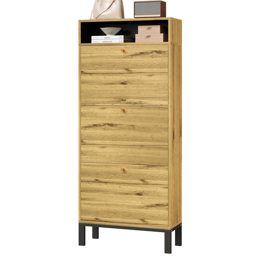 Gigab2b original image - Schuhschrank Schuhregal, hoch schmal,Mitr 3 Klappen und zusätzlichen Fächern, Höhe 147 cm