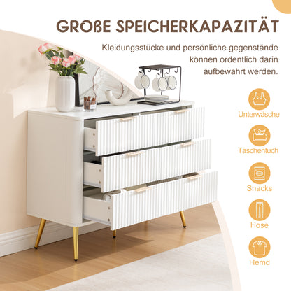 6-Drawer Dresser, Modern White Storage Chest with Metal Handles & Soft-Closing Slides, Sturdy MDF Bedroom Dresser for Living Room Hallway – Anti-Tip Device, 20cm Raised Legs for Robot Vacuum