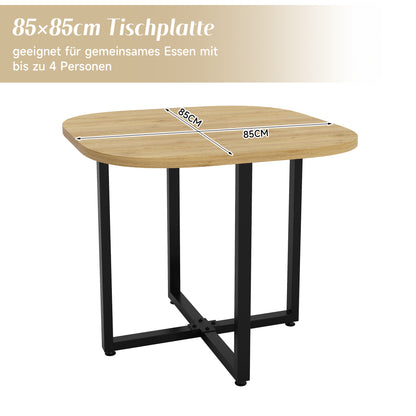 Esstisch und Stuhlset fur 4 Personen,bestehend aus einem Esstisch 85 x 85 cm und vier mit Leinen bezogenen