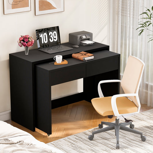 Gigab2b original image - Regalschreibtisch + Kommode-2-in-1 Kompaktschreibtisch, ausziehbar,der gesamte Tisch ist aus 1,8 cm starkem Holz gefertigt, mit Rollen ausgestattet, flexibel kombinierbar,Faltbarer Schreibtisch