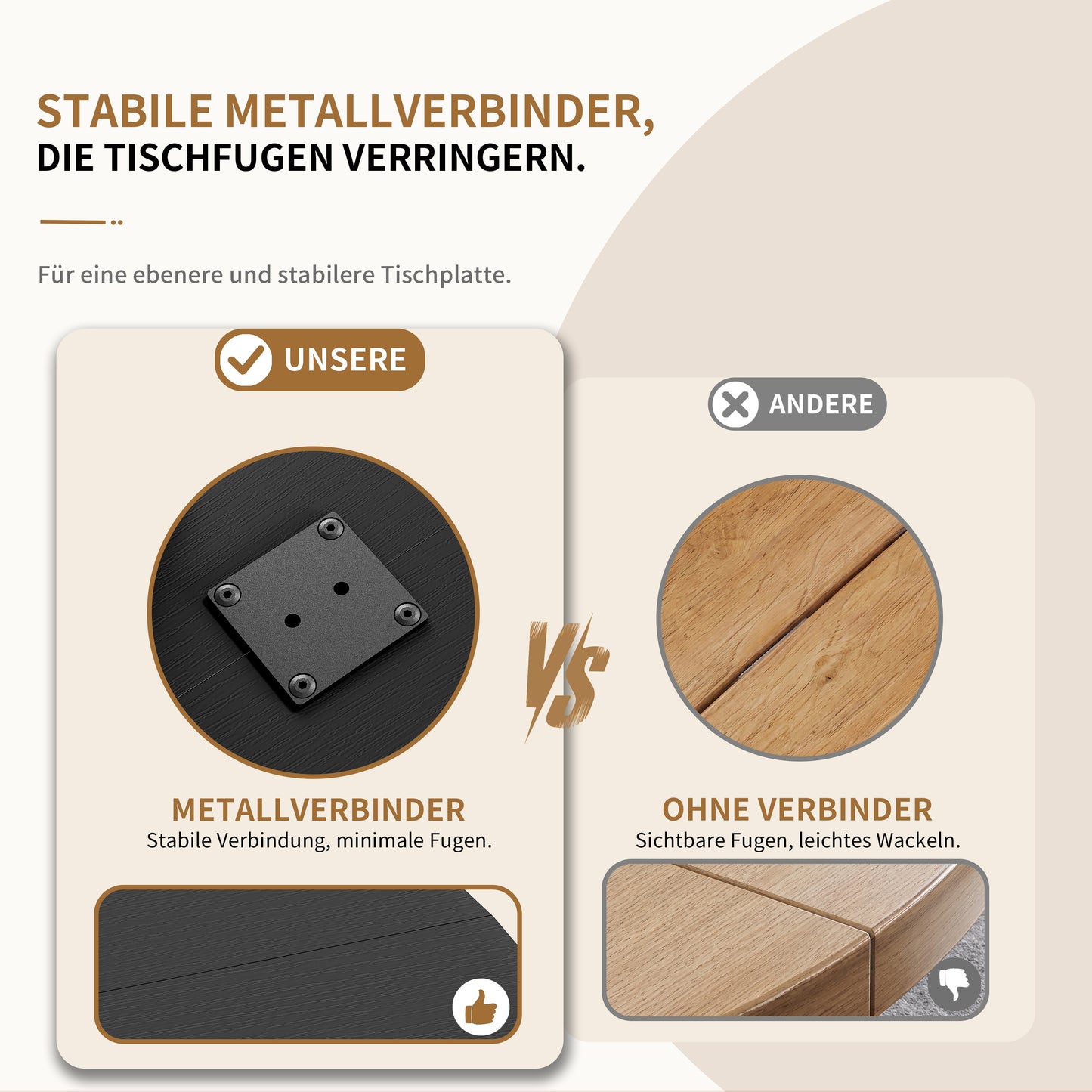 Runder Tisch mit X-Beinen, 80 cm - Küchen- und Esstisch für Homeoffice, Balkon oder als Couchtisch - Schwarz