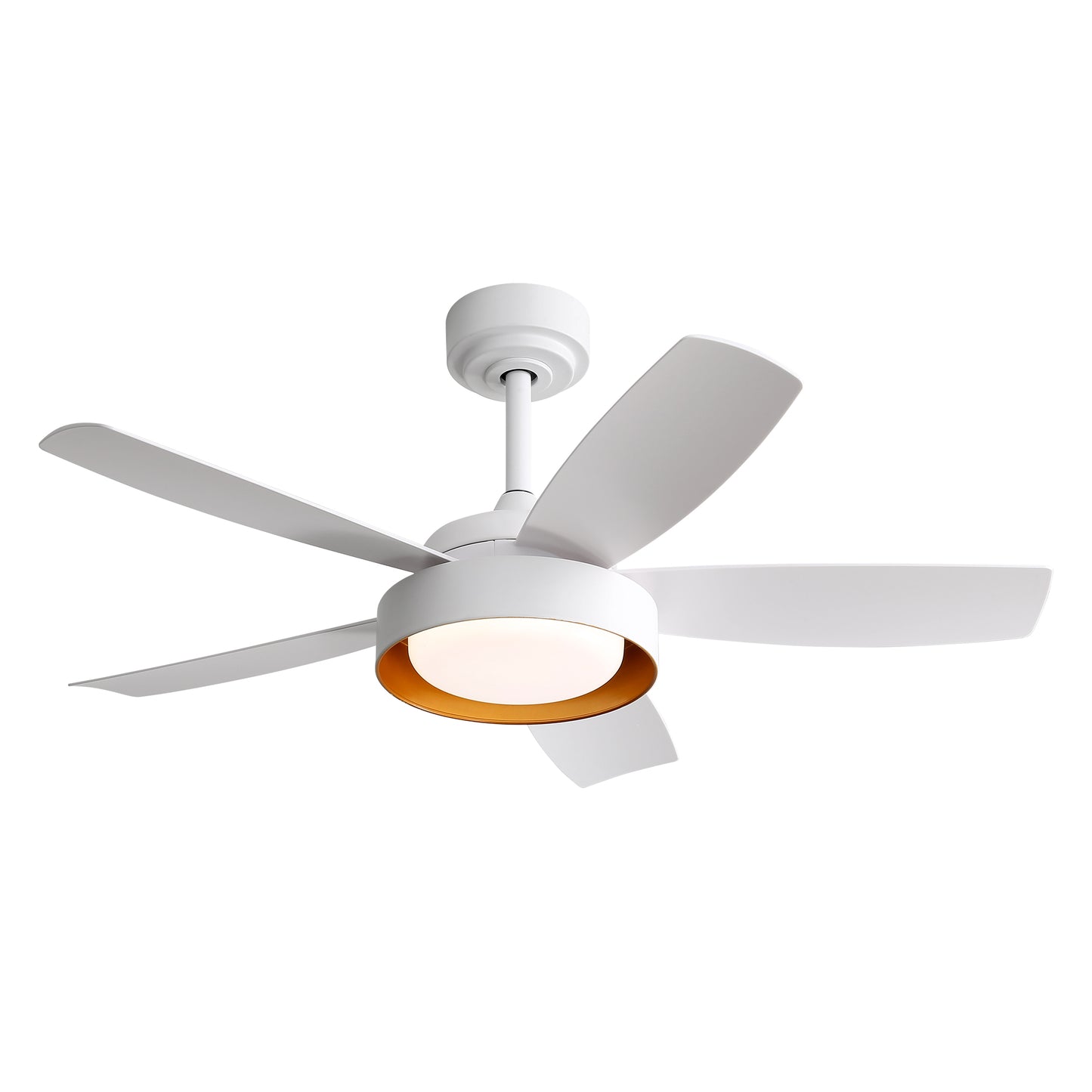 42-Zoll-Deckenventilator mit LED-Leuchte 22W und Fernbedienung, umkehrbarer Gleichstrommotor, weiß für Schlafzimmer