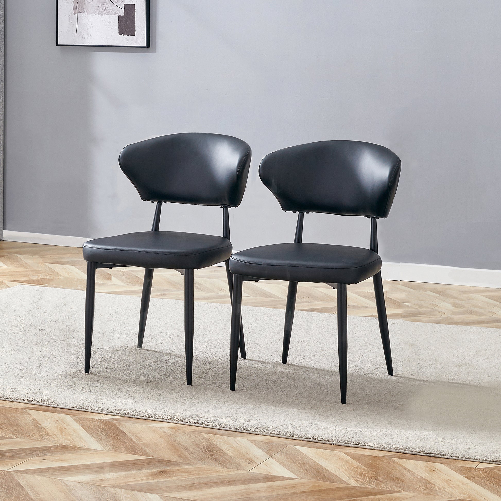 Gigab2b original image - Schwarzer minimalistischer ergonomischer Esszimmerstuhl mit gebogener Rückenlehne, komfortabel im Design, bietet eine neue Sitzerfahrung voller Bequemlichkeit und Einfachheit. Im Paket mit 2 Stühlen.