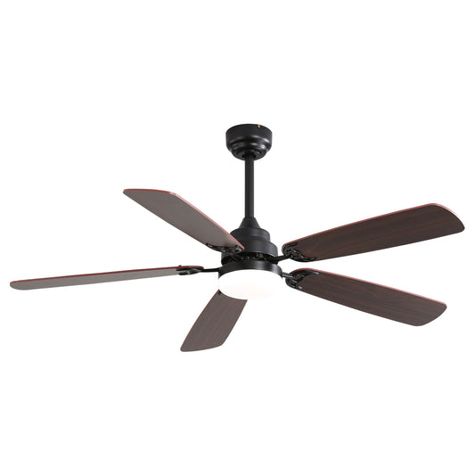 52-Zoll Klassiker-Deckenventilator mit dimmbarer LED-Beleuchtung, 5 Flügeln, 6 Geschwindigkeitsstufen und Fernbedienung DC-Motor
