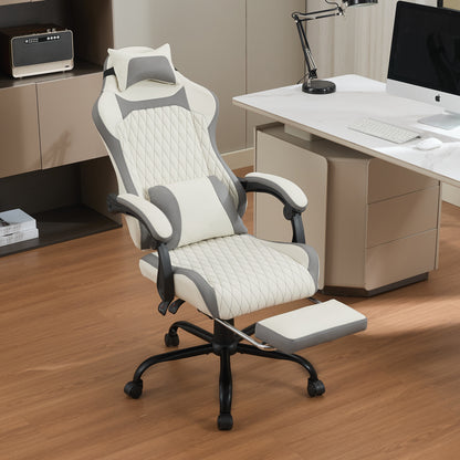 Ergonomischer Gaming-Stuhl mit Lordosenstutze, Nackenstutze & Fußstutze Ermudungsfrei auch bei langem