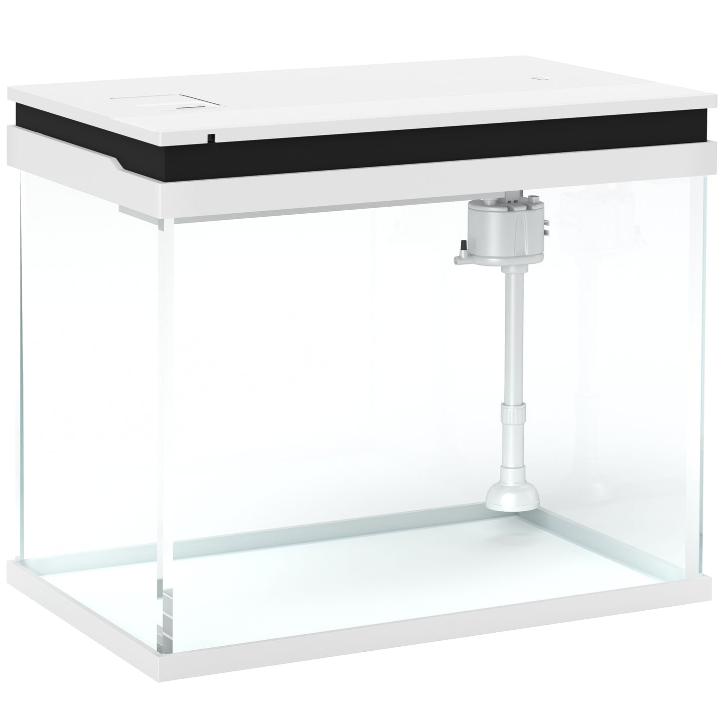 Aquarium, 41 Liter Glas-Aquarium mit Filtersystem, LED-Lichtern, Wasserpumpe, Kompaktes Aquarium für verschiedene Fischarten, Weiß