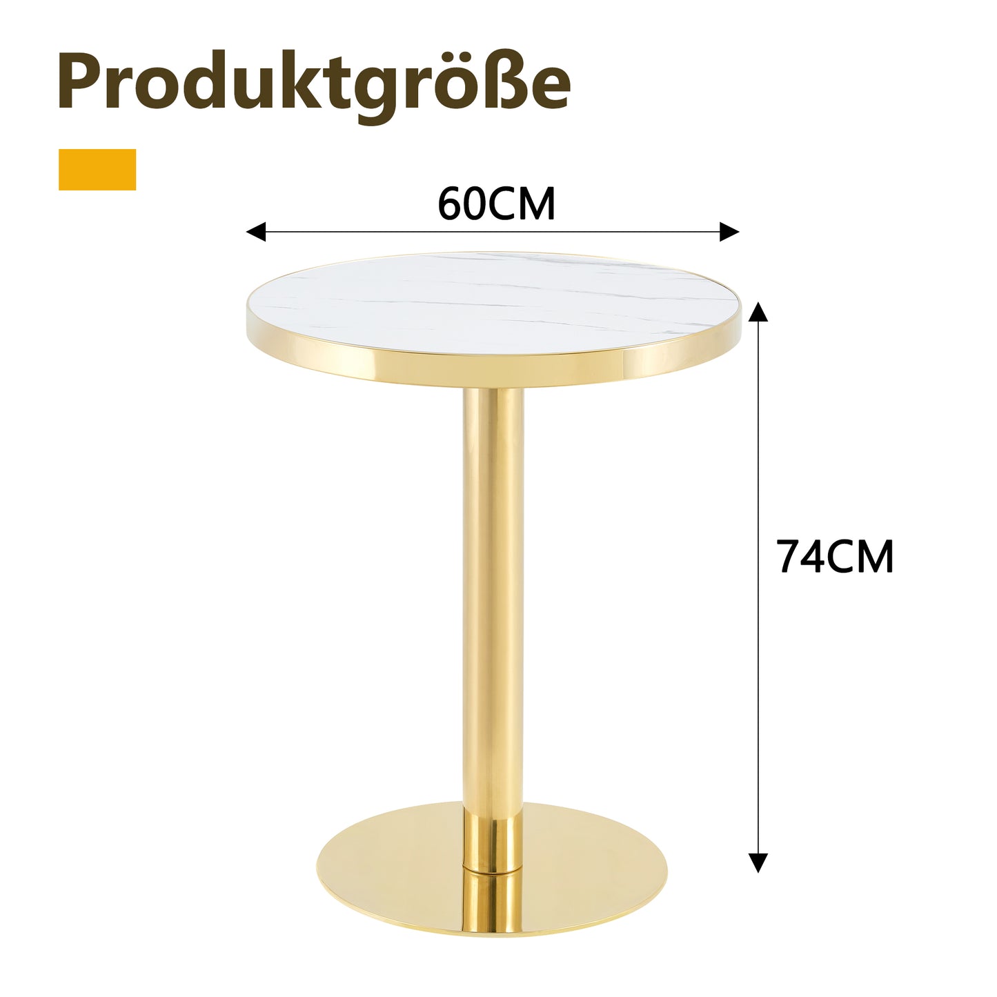Moderner runder Beistelltisch mit Rahmen aus goldfarbenem Edelstahl, Tisch mit Tischplatte in Marmoroptik (UV-beschichtet) für das Wohnzimmer, luxuriöser Beistelltisch mit stabilem Sockel