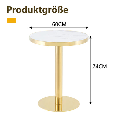 Moderner runder Beistelltisch mit Rahmen aus goldfarbenem Edelstahl, Tisch mit Tischplatte in Marmoroptik (UV-beschichtet) für das Wohnzimmer, luxuriöser Beistelltisch mit stabilem Sockel