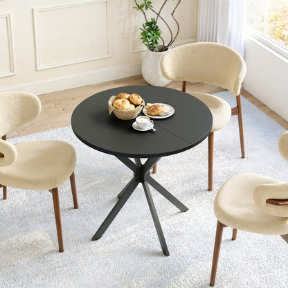Runder Tisch mit X-Beinen, 80 cm - Küchen- und Esstisch für Homeoffice, Balkon oder als Couchtisch - Schwarz