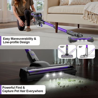 INSE S7P Purple Cordless Stick Vacuum Cleaner with LED Display