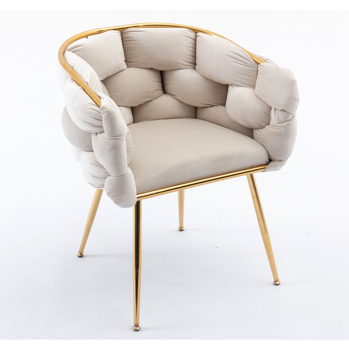 Luxurious Modern Accent Chair for Bedroom Vanity with Metal Frame