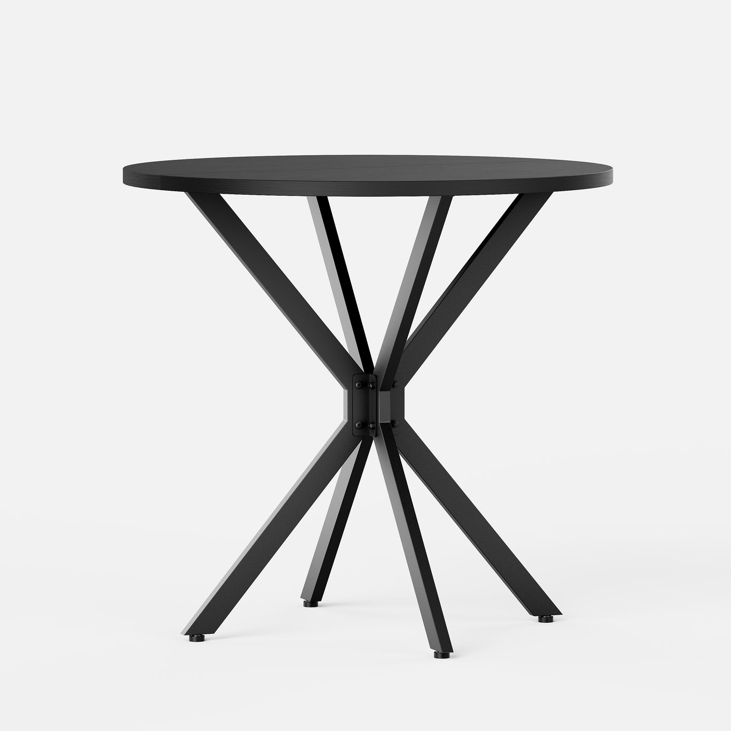 Runder Tisch mit X-Beinen, 80 cm - Küchen- und Esstisch für Homeoffice, Balkon oder als Couchtisch - Schwarz