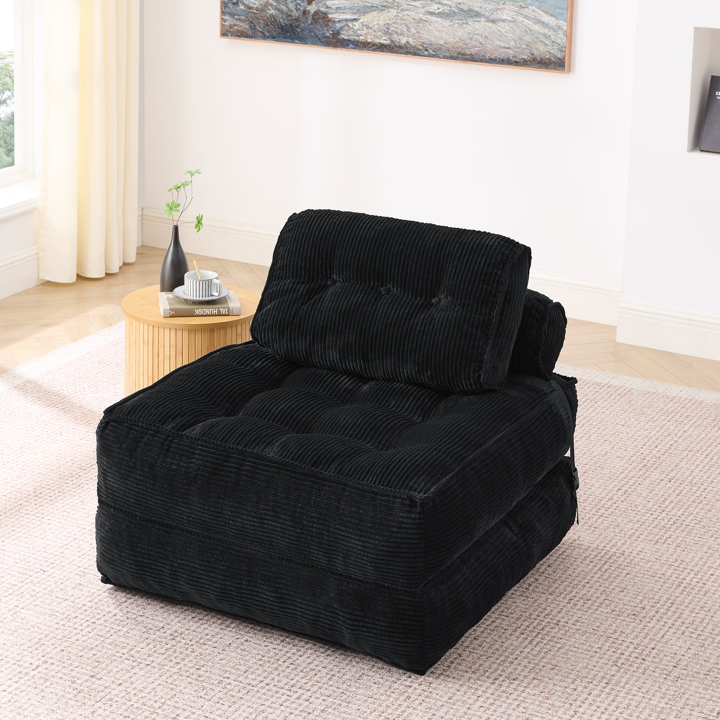 Foldable 2-in-1 Floor Sofa with Adjustable Backrest