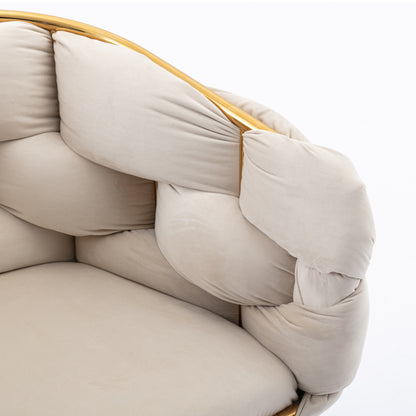 Luxurious Modern Accent Chair for Bedroom Vanity with Metal Frame