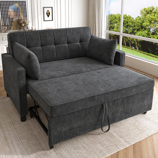 Gigab2b original image - [Sofabett mit Schlaffunktion] Zweisitziges Sofa, Doppelschlafsofa, verstellbare Rückenlehne, Chenille-Stoff, hochdichter Schaumstoff, Wohnzimmersofa, Sofa mit Bettfunktion