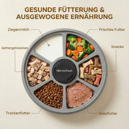 Futterautomat, automatischer kabelloser Futterspender mit Timer bis zu 6 Mahlzeiten, LED-Display, Kuhlakku