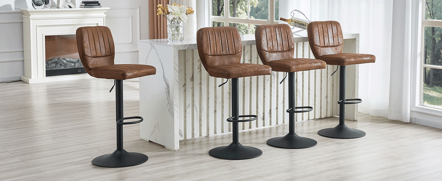 Ergonomic Height-Adjustable Swivel Bar Stool with Backrest and Footrests