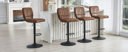 Ergonomic Height-Adjustable Swivel Bar Stool with Backrest and Footrests