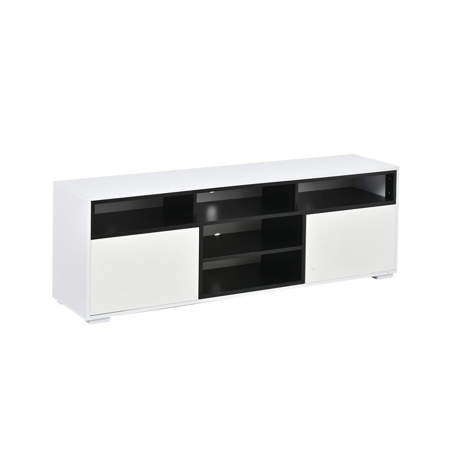 150 × 35 × 50 cm LED-TV-Bank aus Hochglanz-Spanplatte, Modernes Lowboard mit Stauraum für kleine Wohnzimmer,Unterschrank mit zwei Türen,8 Lagerräume,Speziell für kleine Wohnungen konzipiert