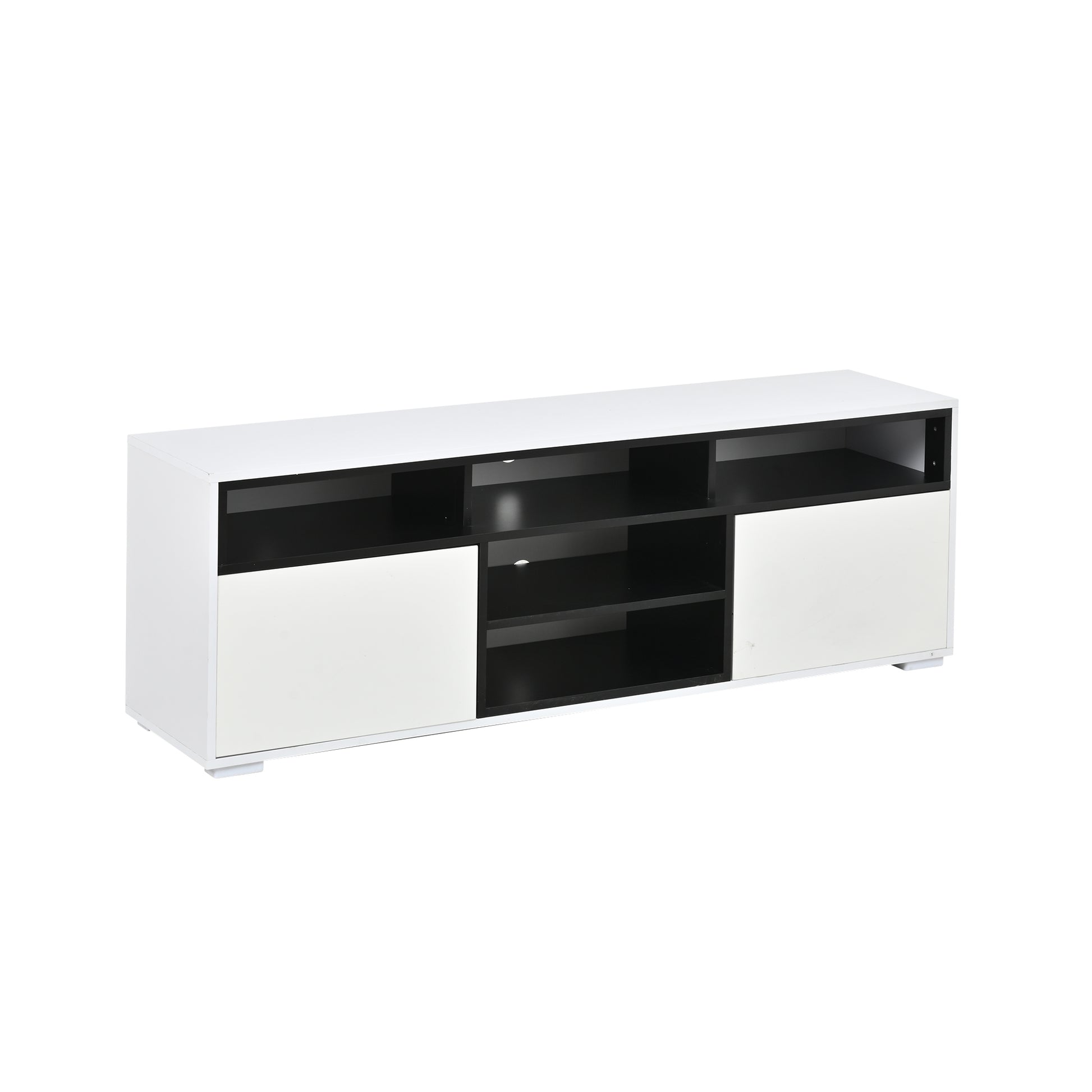 150 × 35 × 50 cm LED-TV-Bank aus Hochglanz-Spanplatte, Modernes Lowboard mit Stauraum für kleine Wohnzimmer,Unterschrank mit zwei Türen,8 Lagerräume,Speziell für kleine Wohnungen konzipiert