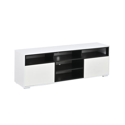 150 × 35 × 50 cm LED-TV-Bank aus Hochglanz-Spanplatte, Modernes Lowboard mit Stauraum für kleine Wohnzimmer,Unterschrank mit zwei Türen,8 Lagerräume,Speziell für kleine Wohnungen konzipiert