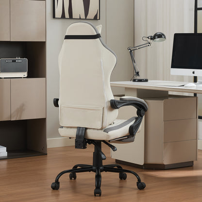 Ergonomischer Gaming-Stuhl mit Lordosenstutze, Nackenstutze & Fußstutze Ermudungsfrei auch bei langem