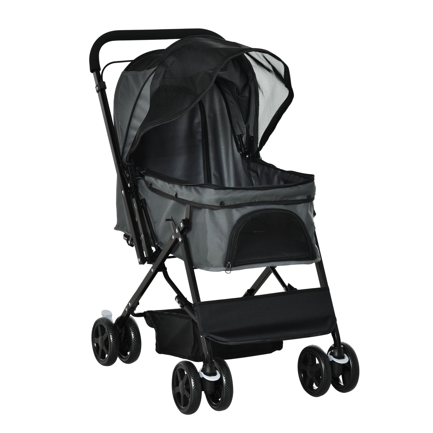 Gigab2b original image - Hundebuggy Hundewagen für kleine Hunde & Katzen, Haustierwagen Pet Stroller, Oxford Dunkelgrau, 76,5 x 52 x 95 cm