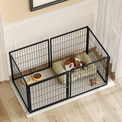 Basics Modulare Hundebox 120x60x60 cm, Flexibler Hunde-Käfig mit Sicherheitsdeckel & Verstellbarer Tür, Aus Stahl mit Rostschutz, inkl. PVC-Auflage, Schwarz