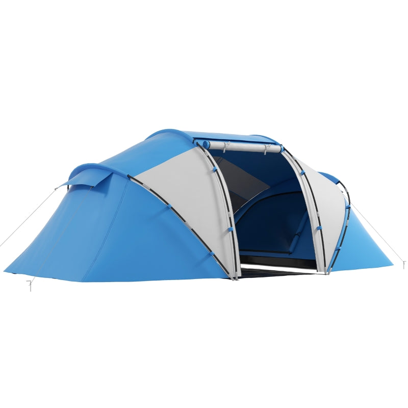 Campingzelt für 4-6 Personen leicht, stabil wasserdicht Familienzelt mit Eingang Bodenplane, Zelt mit 2000mm Wassersäule Tunnelzelt Kuppelzelt für Camping Reise Trekking Garten, Blau