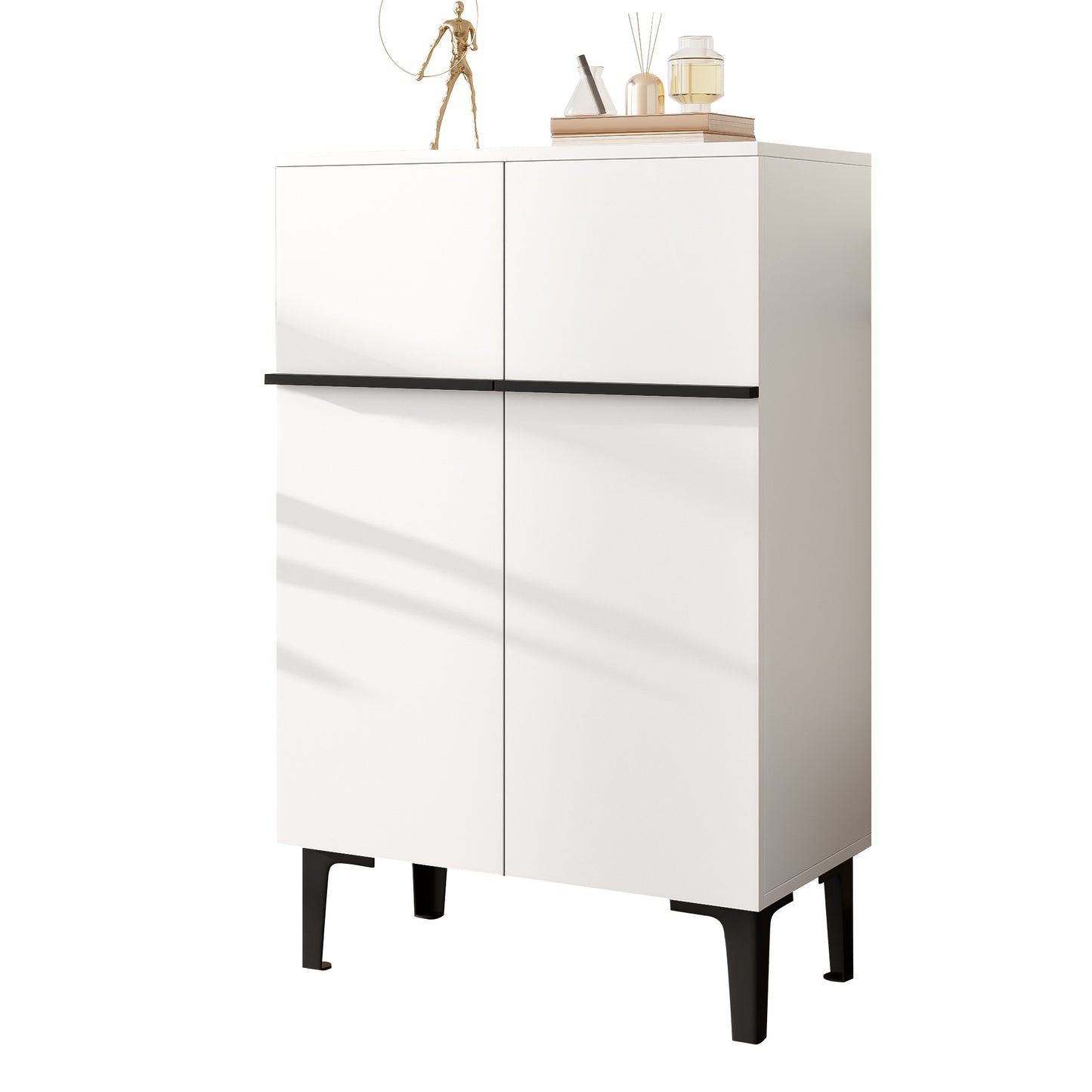 Gigab2b original image - Moderner Schuhschrank mit Doppeltüren, großem Stauraum und verstellbaren Einlegeböden – Praktischer Aufbewahrungsschrank für den Eingangsbereich, Platzsparendes Design 95×60×34,5 cm