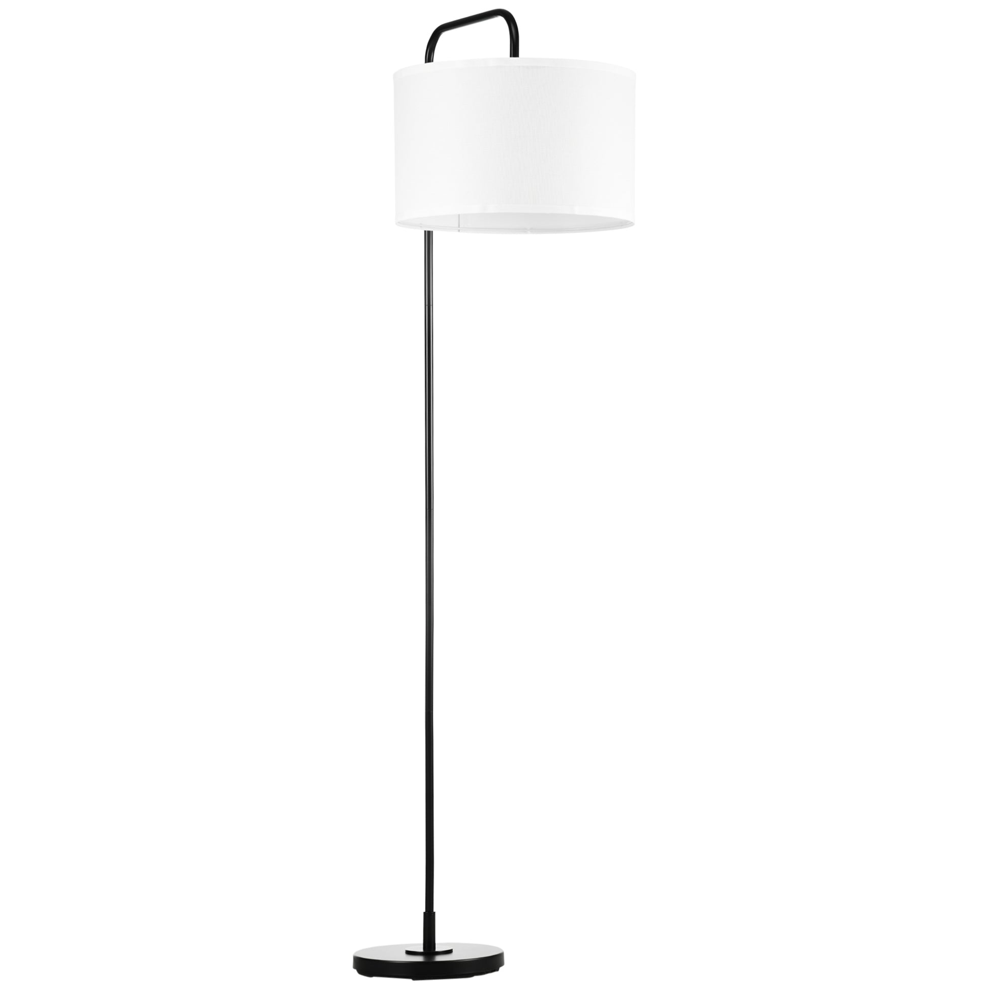 Gigab2b original image - Stehlampe für das Wohnzimmer in modernem schwarzen Metall mit Lampenschirm und 180 cm Kabel - 64 x 38 x 163,5 cm