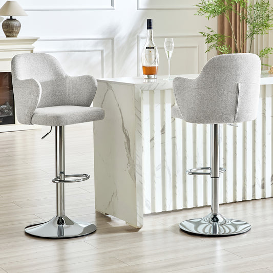 Gigab2b original image - Verstellbares Barhocker-Set (2er-Set), moderne gepolsterte Barhocker mit Armlehnen, um 360° drehbar, höhenverstellbar, geeignet für die Bar zu Hause und für Restaurants