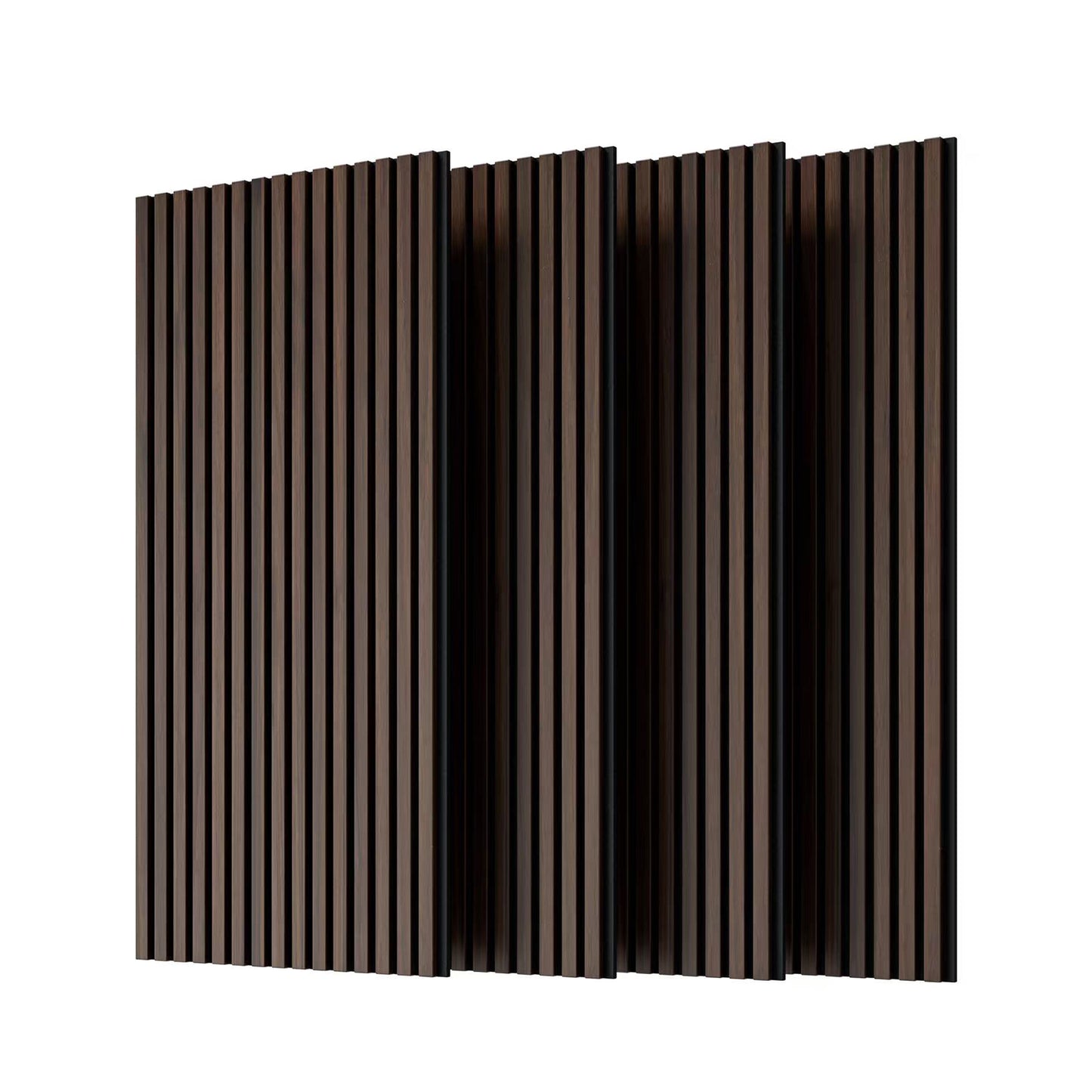 Gigab2b original image - Wood Panels for Wall Slat Wall Panels, 4PC Wood Slat Acoustic Panels for Wall and Ceiling - 3D Fluted Sound Absorbing Panel with Three Sides Fully Wrapped on  Wood Finish -115cm X 60cm(Dark walnut)