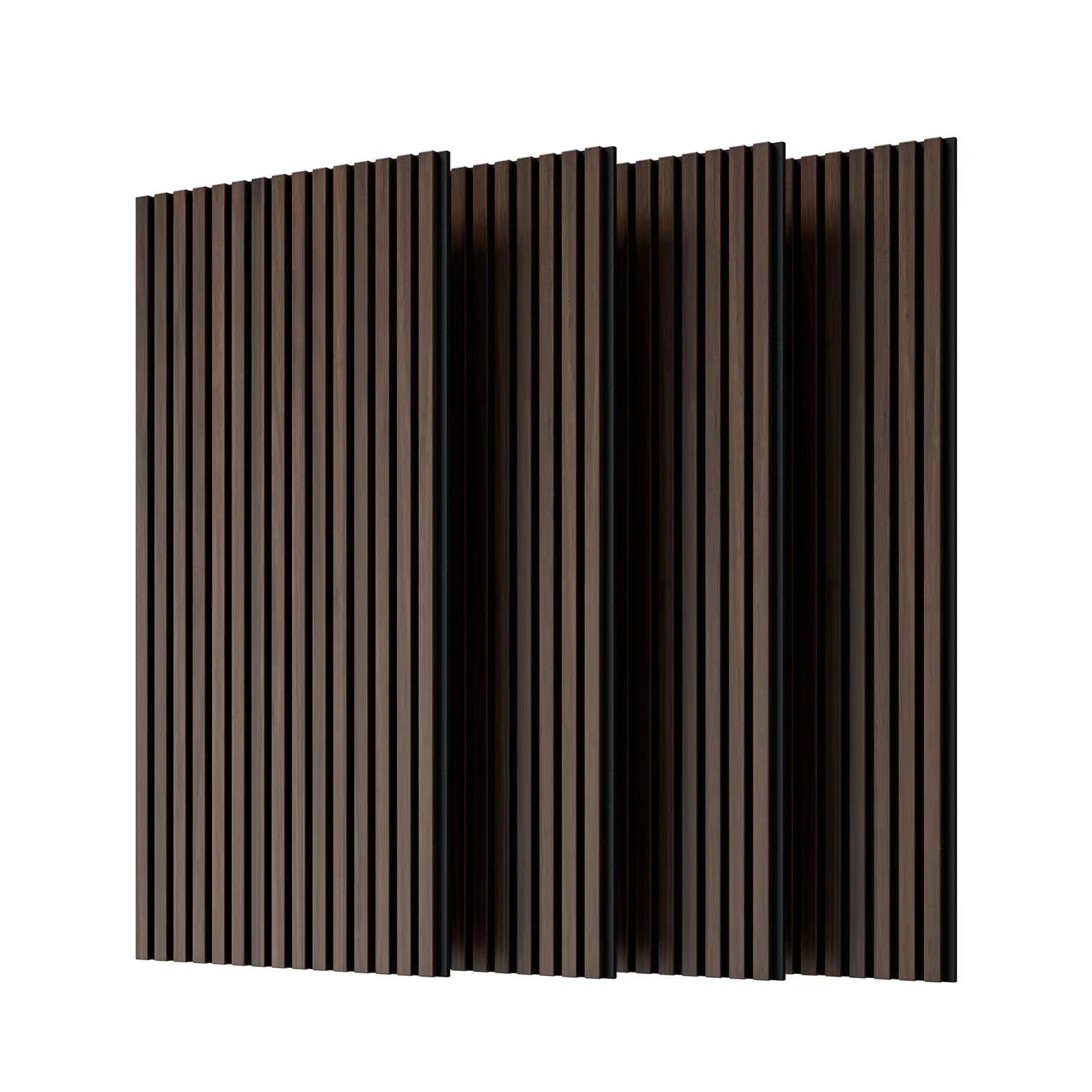 Gigab2b original image - Wood Panels for Wall Slat Wall Panels, 4PC Wood Slat Acoustic Panels for Wall and Ceiling - 3D Fluted Sound Absorbing Panel with Three Sides Fully Wrapped on  Wood Finish -115cm X 60cm(Dark walnut)