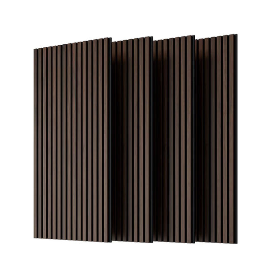 Gigab2b original image - Wood Panels for Wall Slat Wall Panels, 4PC Wood Slat Acoustic Panels for Wall and Ceiling - 3D Fluted Sound Absorbing Panel with Three Sides Fully Wrapped on  Wood Finish -115cm X 60cm(Dark walnut)