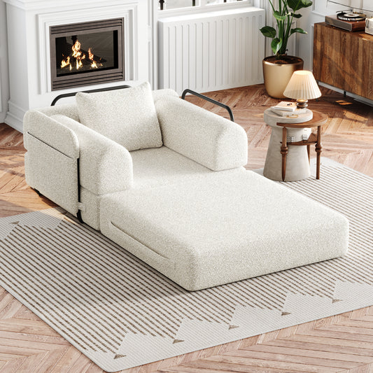 Gigab2b original image - [Patented Design]Chenille-Schlafsofa 2-in-1 mit Staufach in der Armlehne, drei Metallrahmen und mehreren Konfigurationsmöglichkeiten.