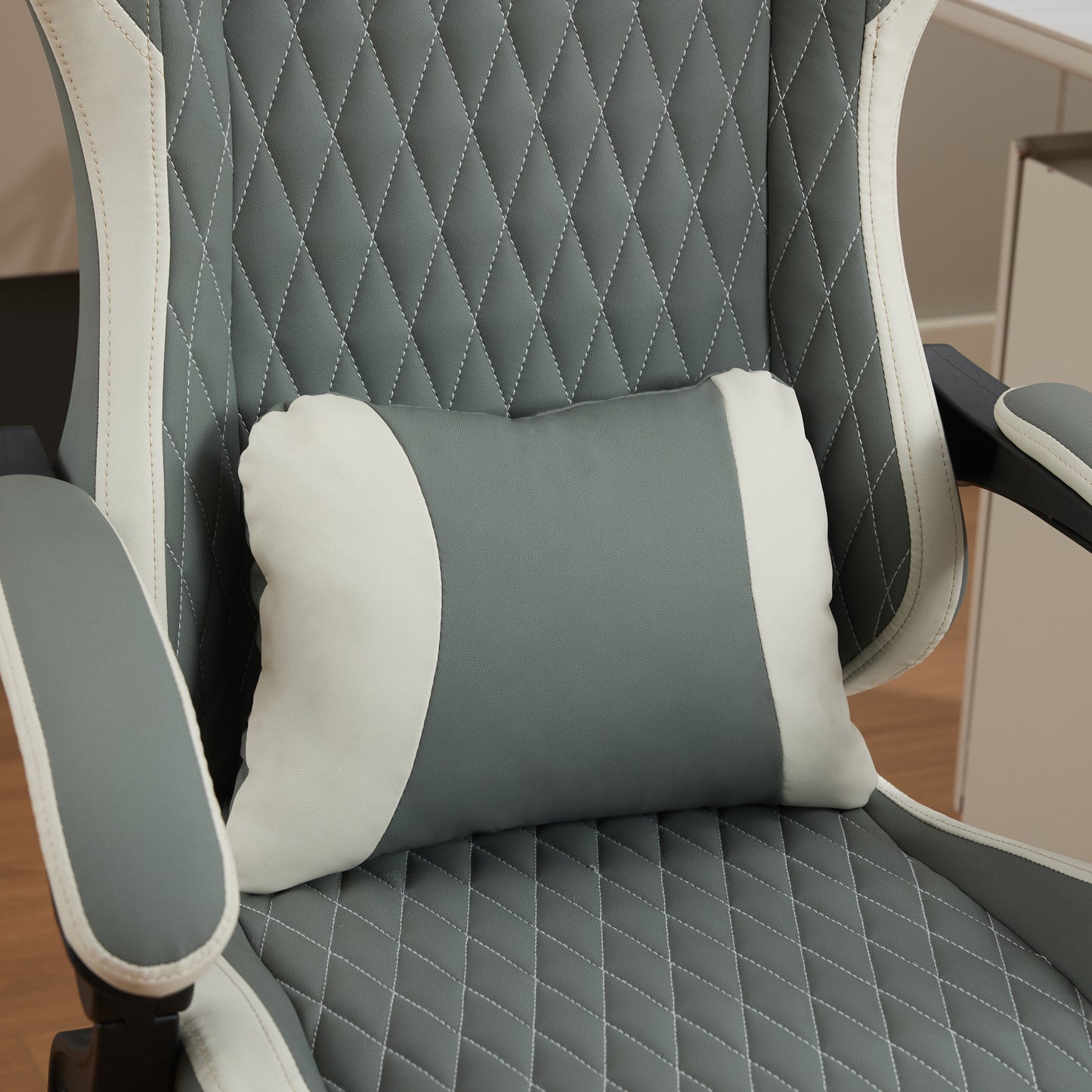 Ergonomischer Gaming-Stuhl mit Lordosenstutze, Nackenstutze & Fußstutze Ermudungsfrei auch bei langem