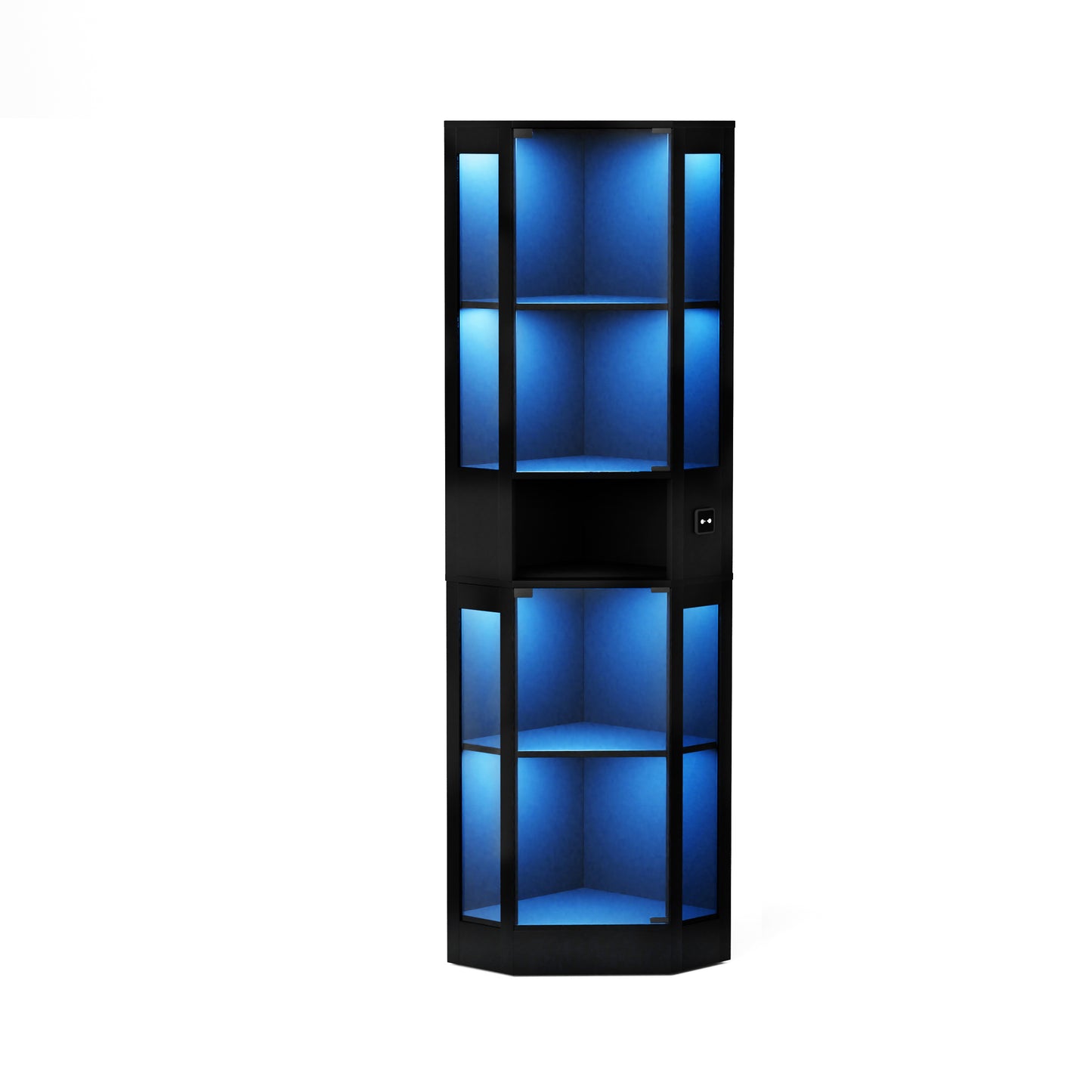 Funfstockige Glasvitrine mit Stauraum, LED-Beleuchtung, Glasturen und intelligenten Sensoren Geeignet fur