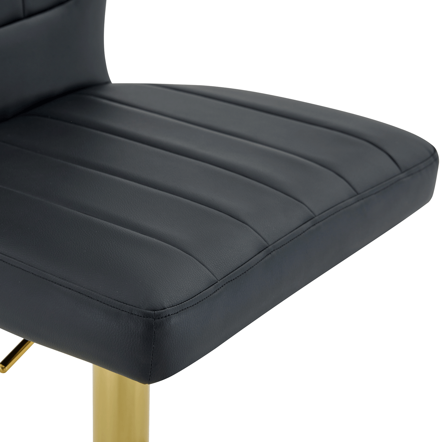 Barhocker höhenverstellbar 62-83cm, 360° drehbarer Barstuhl mit Rückenlehne & Fußstütze, Ergonomischer Küchenhocker aus schwarzem Kunstleder, belastbar bis 136kg, Gold-Chrom Finish