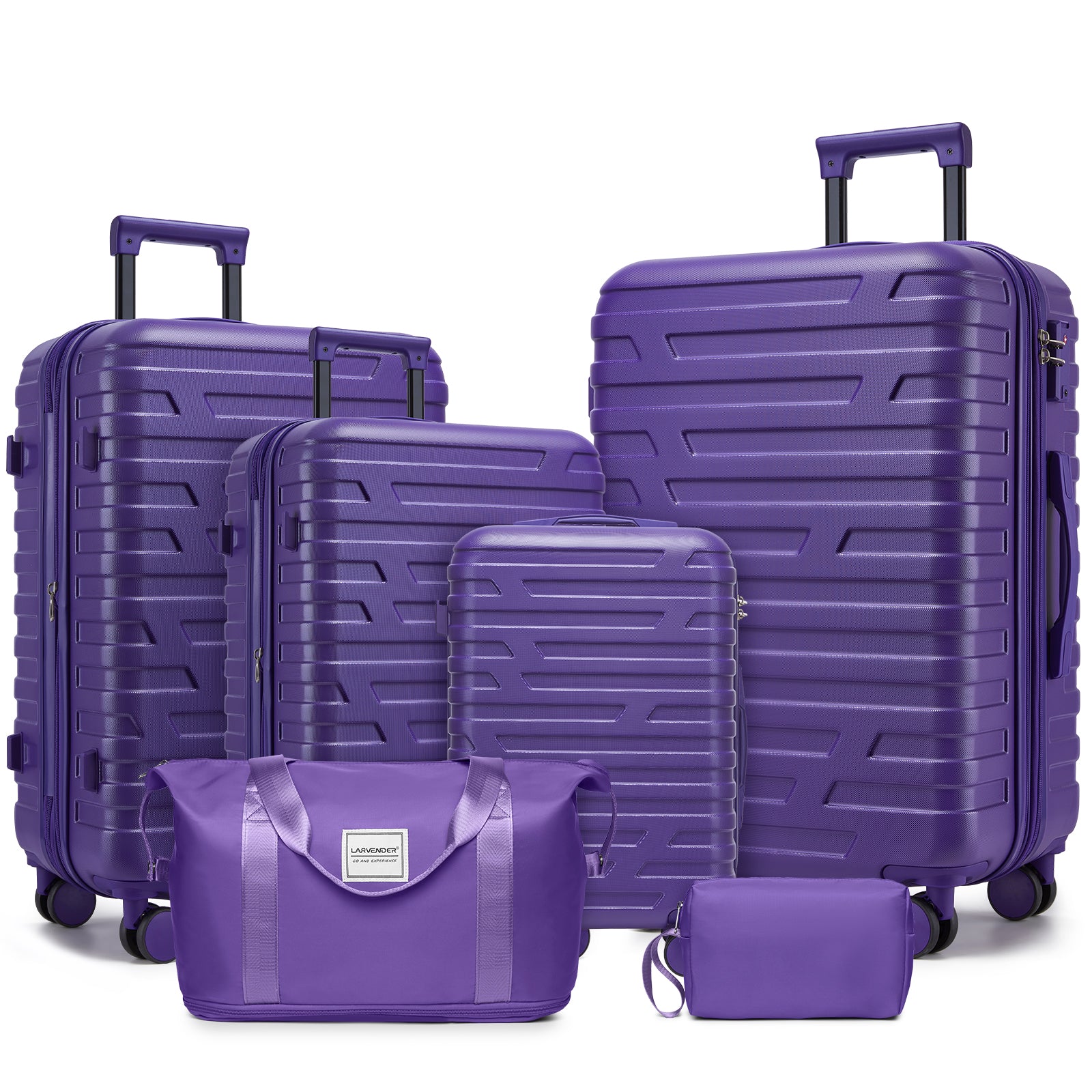 Gigab2b original image - Luggage Sets 6 Piece with Duffel Bags, Hardside Expandable Suitcases with Spinner Wheels, Grape Purple