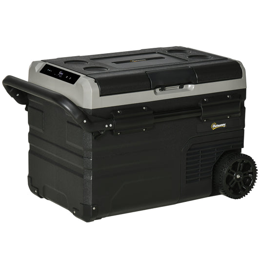 Gigab2b original image - Kühlbox Auto 40L mit LED-Beleuchtung, Kompressor Autokühlschrank mit Transportrollen, 12/24V DC und 110-240V AC, Grau und Schwarz