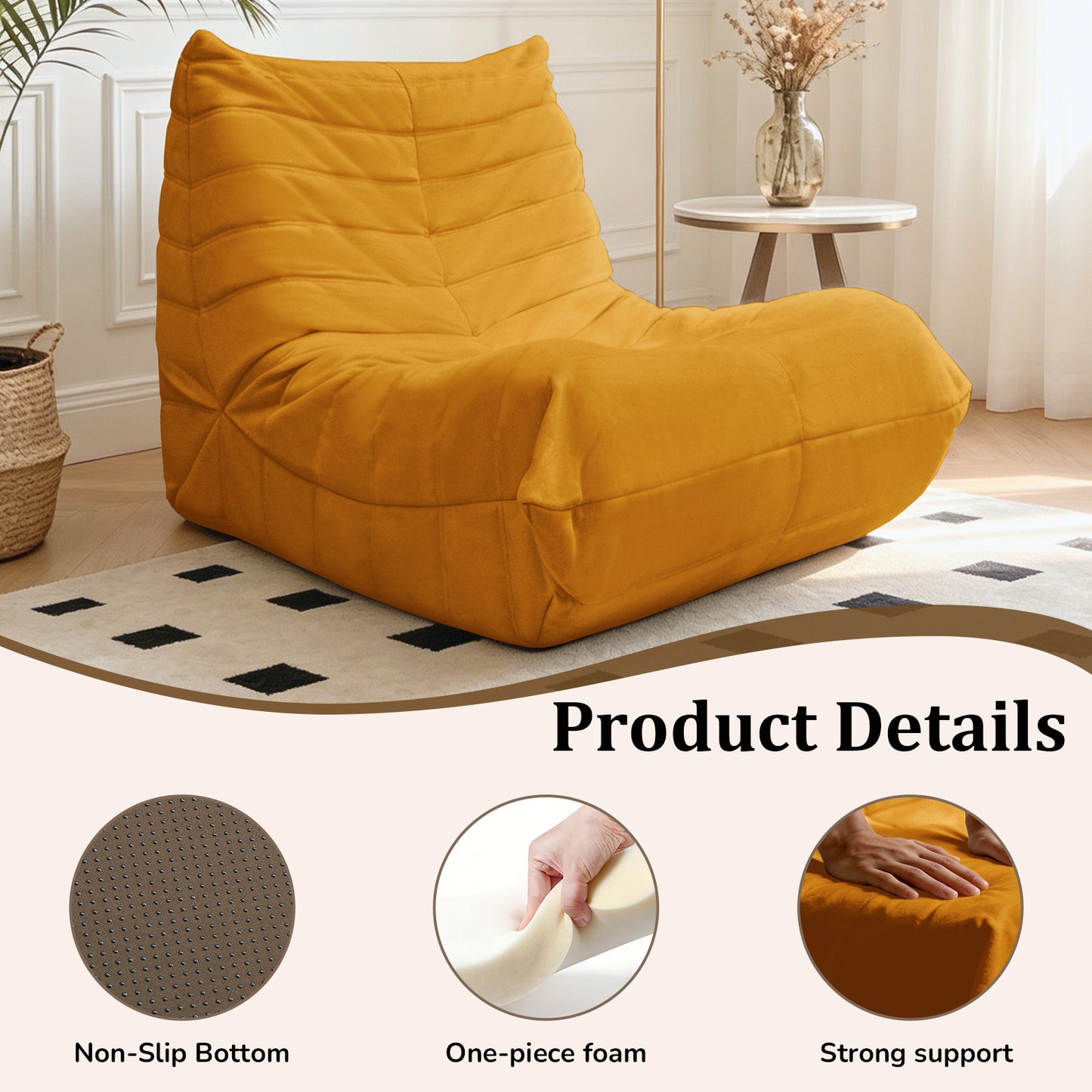 Cozy Floor Sofa Chair: Comfortable Lazy Lounger with High-Quality Foam