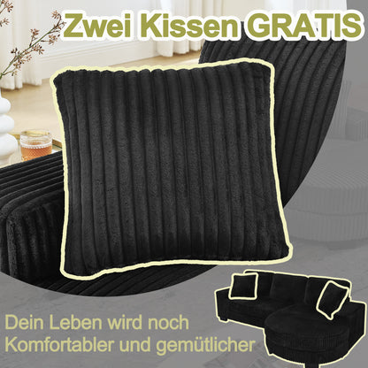 L-formiges Ecksofa 4-Sitzer Sofa, 256 5 x 133 , Klassisches Corduroy, Modulares Design mit Ovalem Hocker, 2
