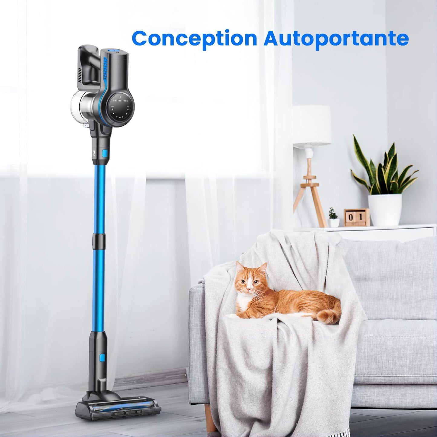 Cordless Stick Vacuum Cleaner with LED Display and Soft Roller Brush