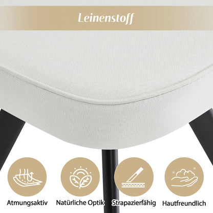 Esstisch und Stuhlset fur 4 Personen,bestehend aus einem Esstisch 85 x 85 cm und vier mit Leinen bezogenen