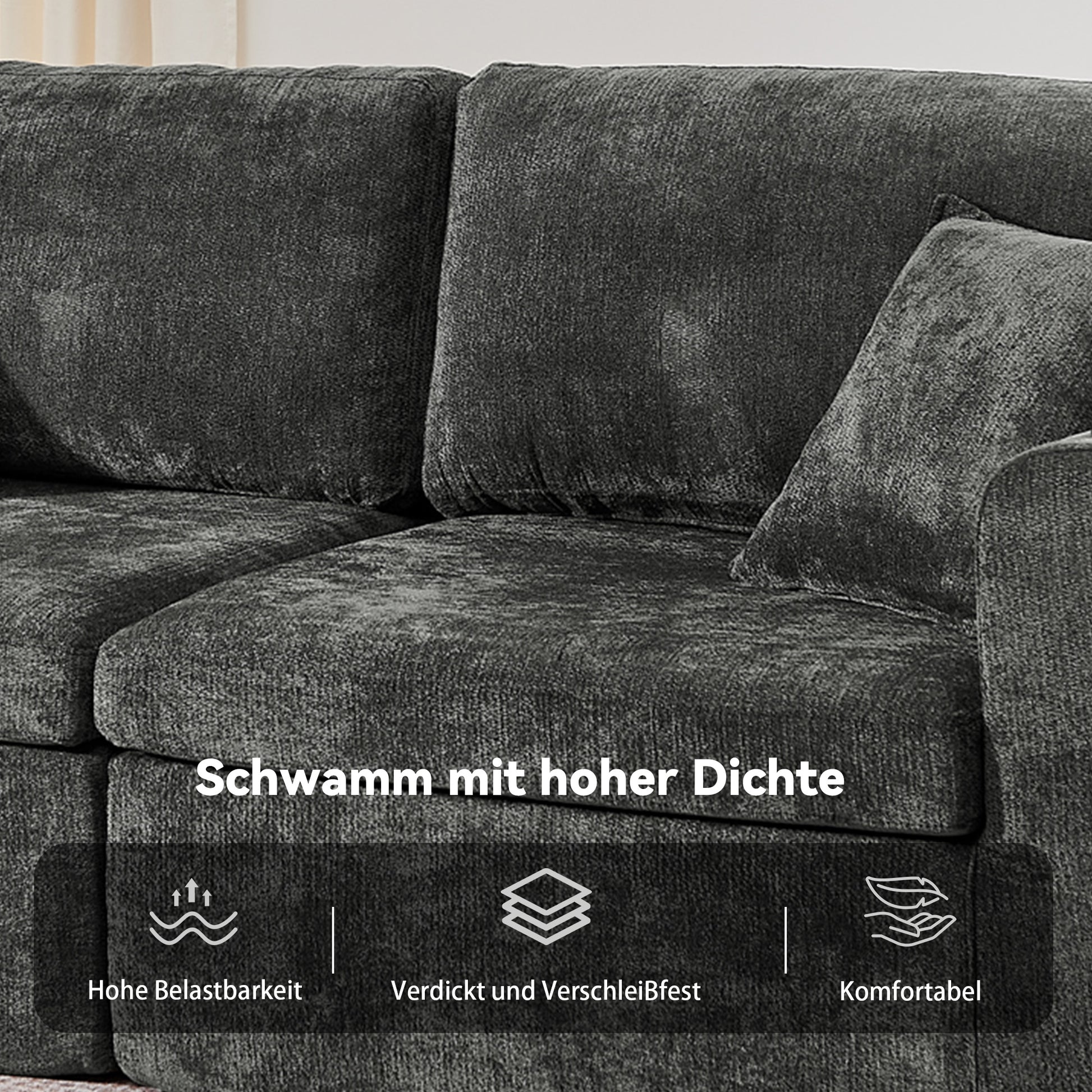2-Sitzer-Relaxsofa für kleine Räume,aus weichem Chenille-Stoff,ausgestattet mit seitlicher Magazintasche,Getränkehalter und Kissen,geeignet für Wohnzimmer,Arbeitszimmer,Gästezimmer und Wohnungen,Black